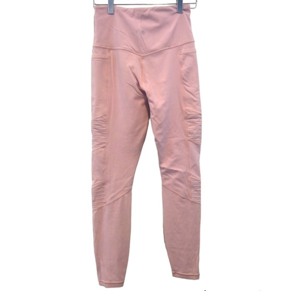 ATHLETA INCLINATION MOTO BABY PINK YOGA PICKLEBALL RUNNING GYM TIGHTS LEGGINGS S - Picture 5 of 12